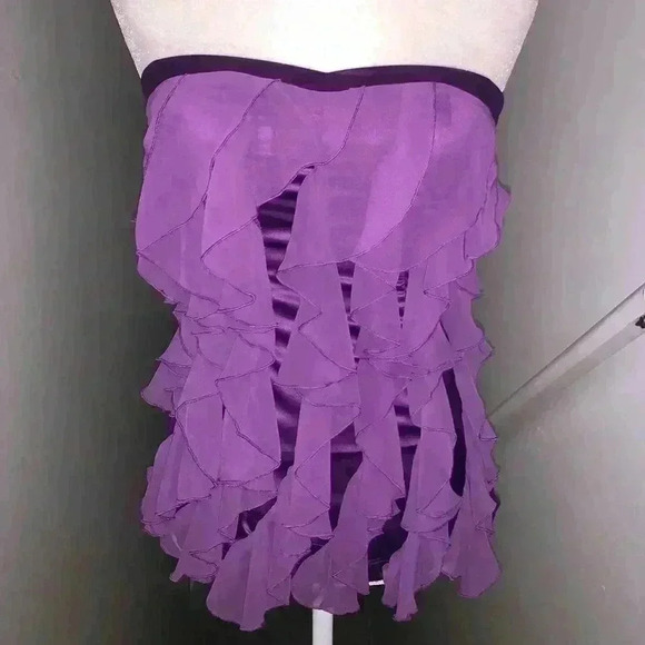 XOXO strapless ruffle satin top size small - Picture 2 of 8